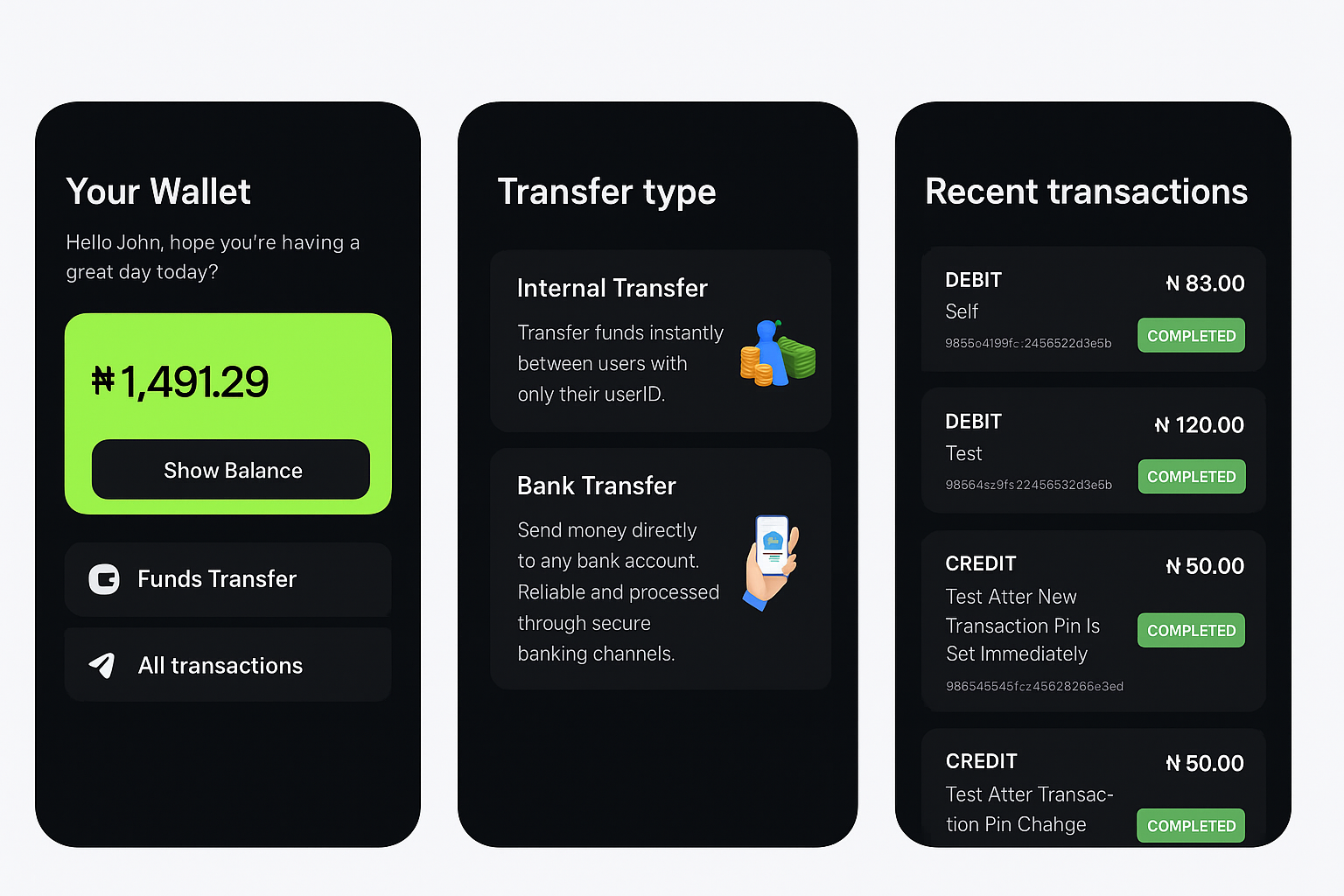 Transactions Card
